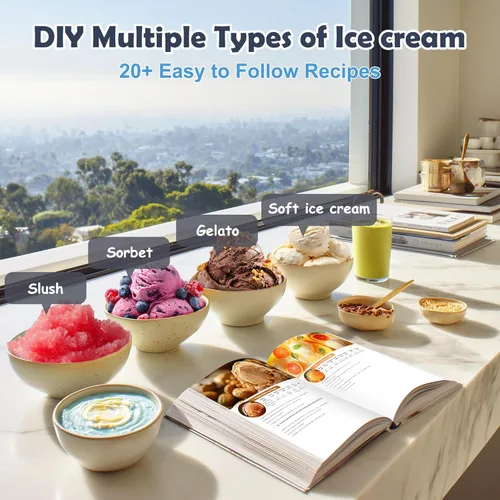 Miniatura 4 de BRIOBITE Máquina eléctrica de helado de 1.1 cuartos de galón para helados, batidos y sorbetes, perfecta para 2-3 porciones, fácil de usar y limpiar