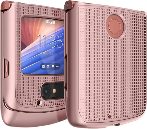Miniatura 11 de Nakedcellphone Funda para Motorola RAZR 5G Flip Phone, [Negro] Carcasa rígida a presión [textura de cuadrícula] para Motorola Moto RAZR 5G Flip