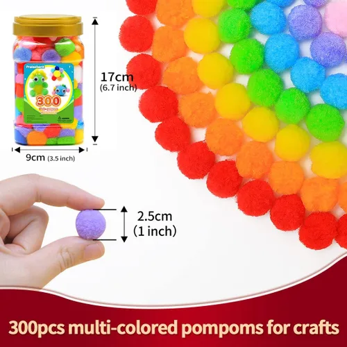 Miniatura 2 de Praisebank 300 pompones de 1 pulgada para artes y manualidades, manualidades en tarro
