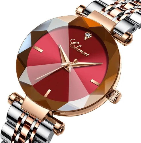 Miniatura 2 de SENRUD Relojes de moda para mujer, reloj de pulsera de malla de acero inoxidable de oro rosa, elegante, regalo para mujer, reloj de pulsera