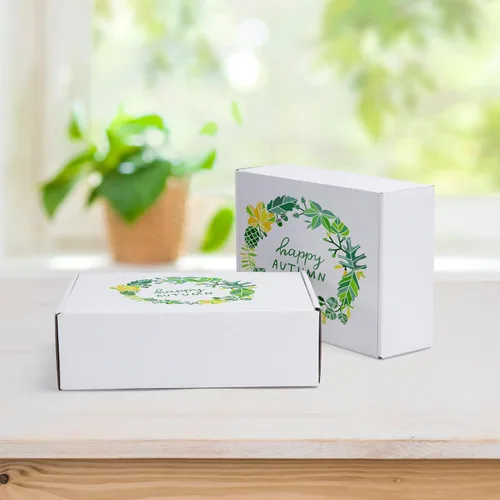 Miniatura 4 de HORLIMER - Cajas de envío de 10 x 7 x 3 pulgadas, conjunto de 25, caja de cartón corrugado blanca para envío de literatura por correo, 25 pegatinas