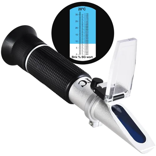 Miniatura 7 de Refractómetro Brix portátil con ATC, medidor Brix de doble escala preciso gravedad específica SG Wort 1.000-1.130 y Brix 0-32%, probador de nivel