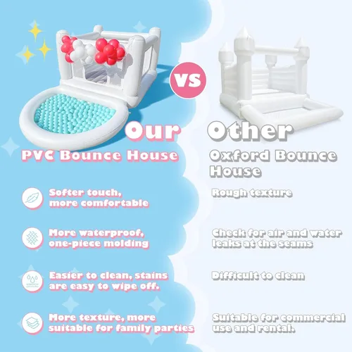 Miniatura 5 de White Bounce House - Casa inflable para niños de 3 a 6 años, casa inflable para interiores y exteriores para niños y adultos