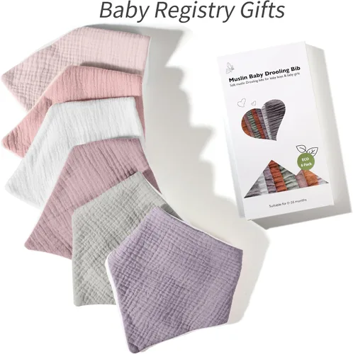 Miniatura 9 de Baberos de muselina para bebé, baberos de bandana para babeo para bebés niñas y niños, recién nacidos, niños pequeños, babeo y dentición rosado