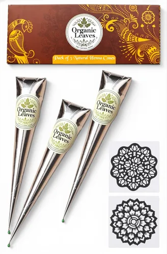 Conos de henna 3 × 30 g Paquete | Hechos de hojas de henna 100% naturales | Conos prellenos listos para usar | Filtrados en 5 etapas para un color