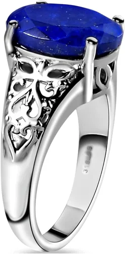 Miniatura 6 de Compra LC - Anillo de lapislázuli azul calado celta vintage para mujer, acero inoxidable, Metal, Lapislázuli