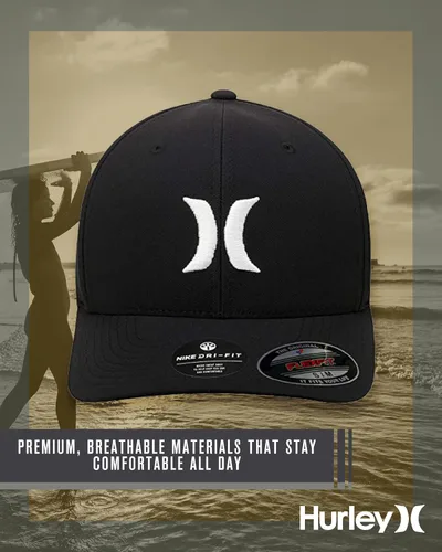 Miniatura 102 de Hurley Gorra de béisbol para hombre - Flexfit - Gorras de béisbol ajustadas para hombre (tamaños: S-XL)