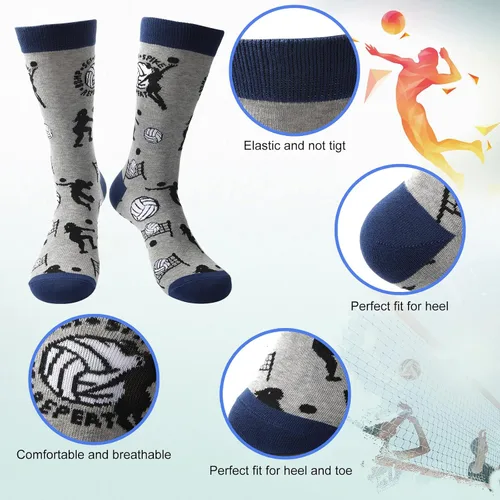 Miniatura 2 de Vicenpal 4 pares de calcetines novedosos de fútbol americano, baloncesto, fútbol, golf, calcetines casuales de regalo, para hombres, mujeres