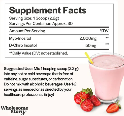 Miniatura 3 de Suplemento en polvo de mio-inositol y D-Chiro inositol para mujeres Equilibrio hormonal y apoyo saludable de la función ovárica Vitamina B8