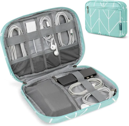 Miniatura 9 de PAVILIA Organizador de cables de viaje, organizador electrónico de viaje, estuche de almacenamiento de cables, bolsa pequeña para cable de carga
