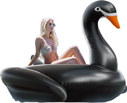 Flotador gigante para piscina, cisne negro, juguete inflable para fiesta de piscina, piscina, salón, balsa con múltiples cámaras de inflado