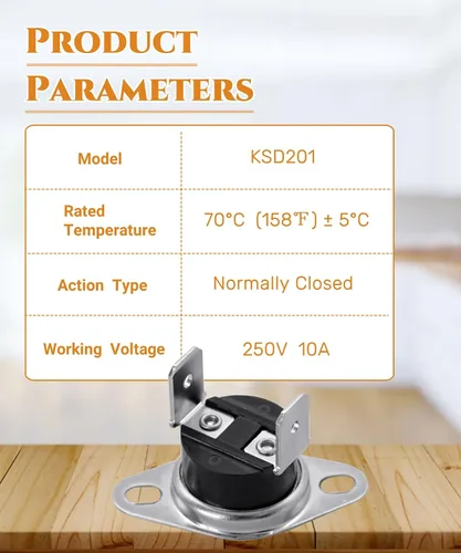 Miniatura 2 de KSD201 70 Fusible térmico para termostato de microondas para microondas GE, interruptor térmico universal normalmente cerrado, reemplazo