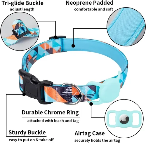 Miniatura 7 de Collar de perro para perros pequeños, medianos y grandes, collar acolchado de neopreno suave para mascotas, collar de poliéster para cachorros
