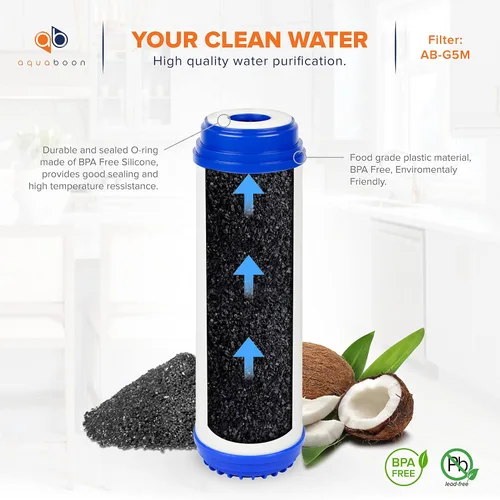 Miniatura 6 de Aquaboon Juego de 3 cartuchos de filtros de agua para el hogar de 5 micrones, 10 x 2.5, sedimentos, GAC, compatible con GAC-10, WHKF-GD05, WHWC