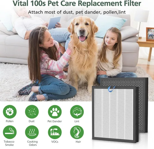 Miniatura 6 de Filtro de repuesto Vital 100S para el purificador de aire LEVOIT Vital 100S-P, filtro HEPA y filtro de carbón activado de alta eficiencia para humo