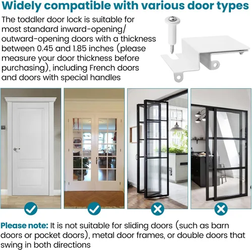 Miniatura 4 de Cerradura superior de puerta de seguridad para niños evita que los niños y mascotas abran la puerta, cerradura de puerta superior para puertas