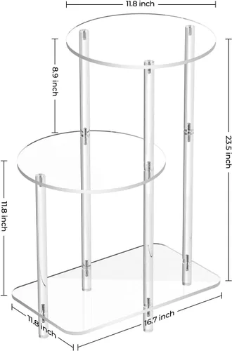 Miniatura 3 de Eglaf - Mesa auxiliar redonda de acrílico, mesa auxiliar de 3 niveles, mesita de noche Clear Nightstand Small Accent Entryway Table, for Living