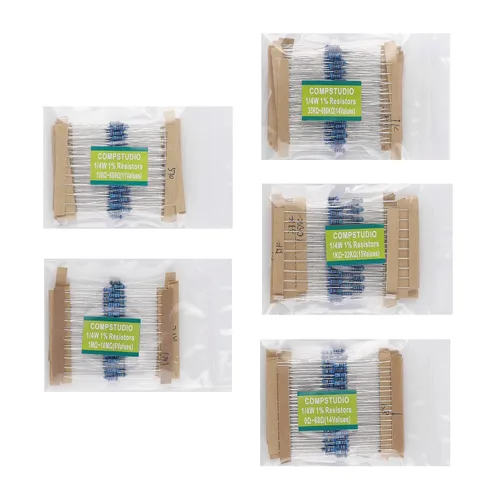 Miniatura 2 de 1/4W 1% 60 valores 600 piezas Kit surtido de resistencias 1/4 vatios Resistencia fija de película metálica Paquete variado de resistencias fijas