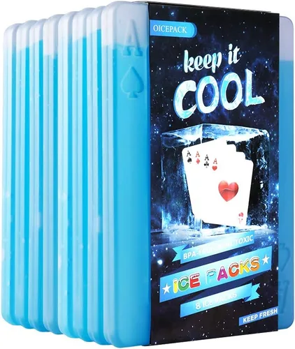 8 paquetes de hielo para lonchera, congelador, paquetes de hielo delgados de larga duración para bolsas de almuerzo y enfriador, diseño de póquer