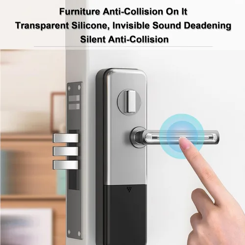 Miniatura 2 de Parachoques transparentes para muebles 4 unidades (2 largas y 2 cortas) - Almohadillas de pared protectoras de goma de silicona con respaldo