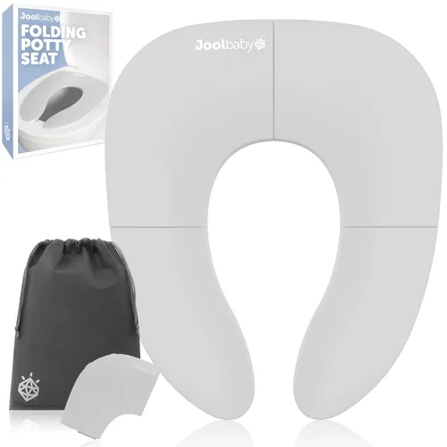 Miniatura 8 de Jool Baby Asiento de entrenamiento para ir al baño plegable para viaje para niños pequeños, se adapta a inodoros redondos y ovalados, ventosas Blanco