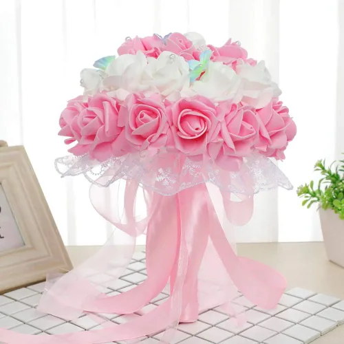 Miniatura 6 de IPOPU 100 unidades de rosas artificiales de aspecto real, rosas falsas de color rosa bebé, rosas de espuma rubor para centros de mesa de boda, Rosa