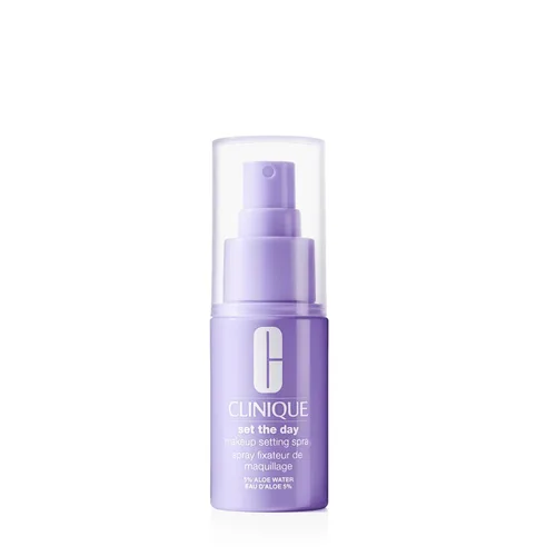 Clinique Set The Day - Spray fijador de maquillaje con agua de aloe + antioxidantes, establece el maquillaje todo el día, calmante e hidratante, sin