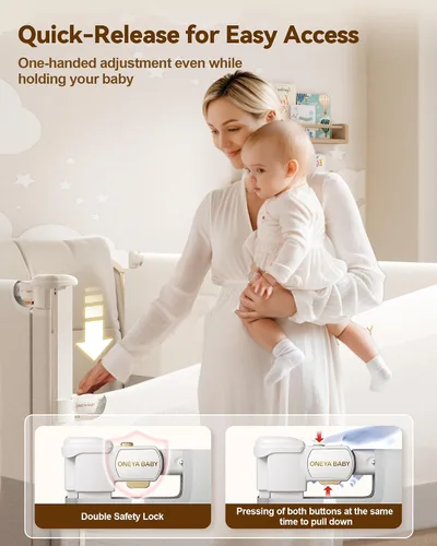 Miniatura 6 de Barandilla protectora para cama de bebé para niños pequeños, rieles reforzados de 39 pulgadas para cama individual con altura ajustable, barandilla