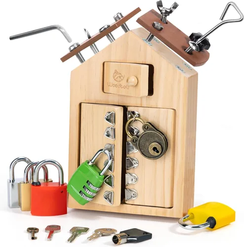 Miniatura 10 de Woodtoe Juego de Candado y Llave Montessori para Niños, Juego Educativo de Candados y Llaves, Materiales de Aprendizaje Montessori de Madera