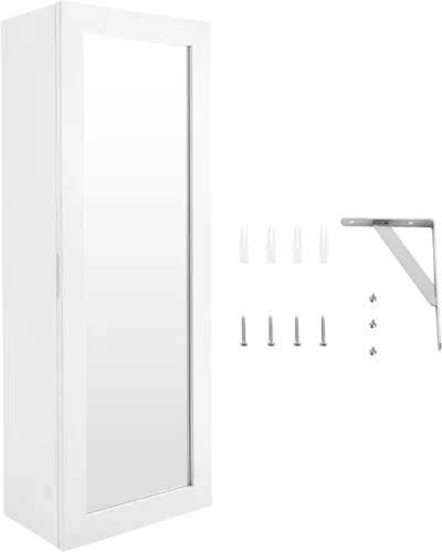 Miniatura 9 de Armario de tabla de planchar de pared giratoria de 180° con armario de almacenamiento y espejos, gabinete de planchado colgante de diseño plegable