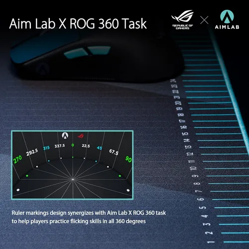Miniatura 6 de ASUS ROG Keris Mouse inalámbrico AimPoint para juegos, conectividad trimodo, sensor de 36000 DPI y alfombrilla de mouse ROG Hone Ace Aim Lab Edition