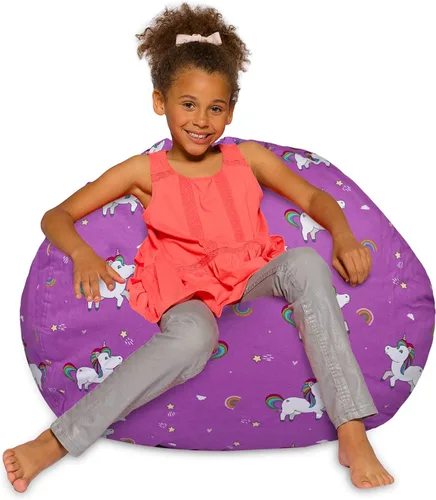 Miniatura 43 de Posh Creations - Sillón puff para niños, adolescentes y adultos, incluye funda extraíble y lavable a máquina, tamaño mediano de 27 pulgadas, lona
