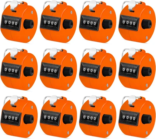 Miniatura 8 de 12 unidades de contador de mano de 4 dígitos, contador de regazo de 4 dígitos, contador de clic manual mecánico de mano con anillo de dedo