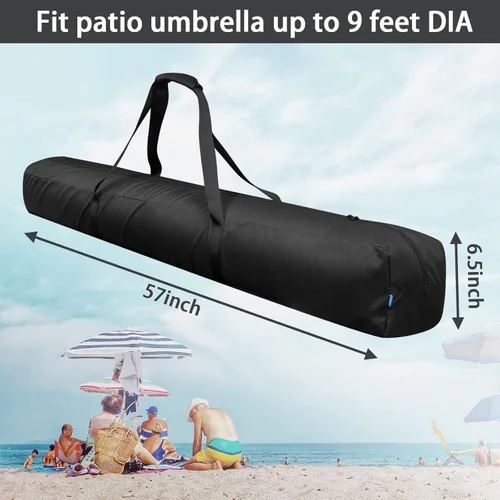 Miniatura 3 de Xxerciz Bolsa de transporte de 57 pulgadas para sombrilla de playa plegable de 9 pies, 600D impermeable para patio, bolsa resistente al aire libre