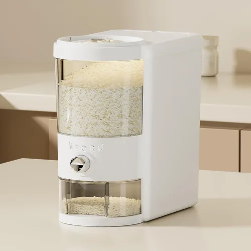 Miniatura 13 de UFORU Dispensador de arroz, recipiente de almacenamiento de arroz con taza medidora para cocina, despensa, hogar, recipientes de almacenamiento