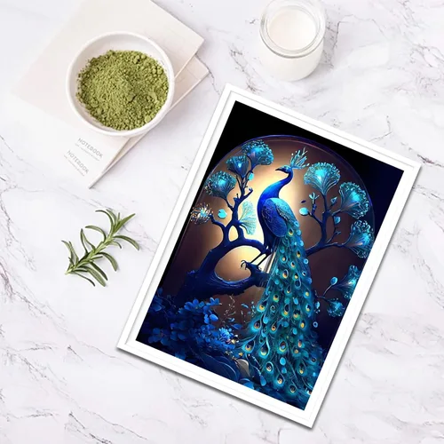 Miniatura 4 de SENQAO Kits de pintura de diamantes de pavo real para adultos, kit de arte de diamantes 5D para adultos principiantes, pintura de puntos de diamante