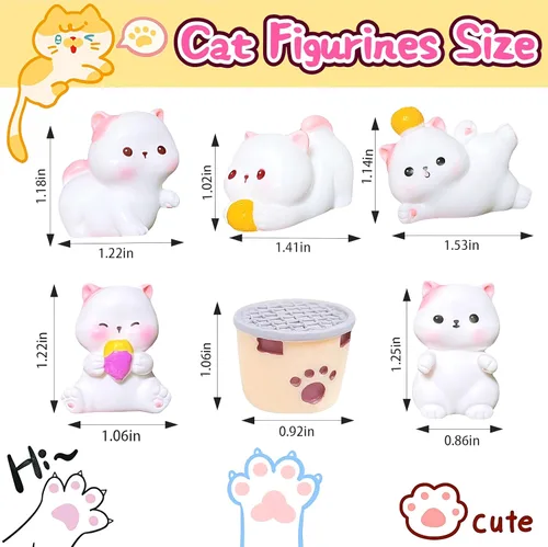 Miniatura 2 de 6 piezas de figuritas de gato en miniatura, gatos en miniatura de resina, figuritas de gatos en miniatura, animales lindos, figuritas de gato