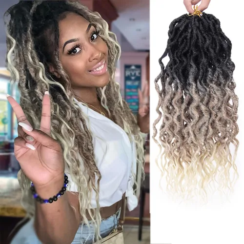 Miniatura 31 de Rastas sintéticas de ganchillo trenzadas, trenzas bohemias de 24 pulgadas, rastas sintéticas ombré, cabello trenzado afro rastas 1B