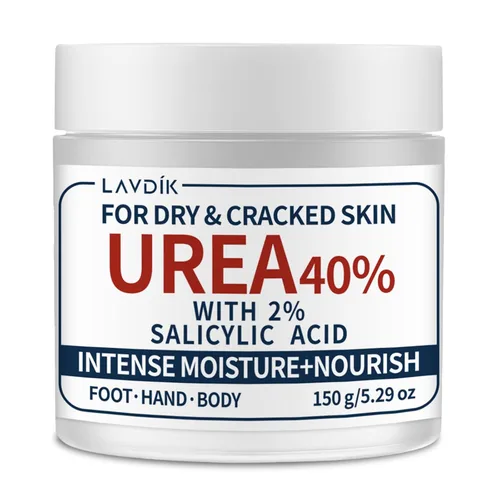 Crema de urea 40% con ácido salicílico al 2%, hidratante de máxima fuerza para piel seca y agrietada en pies, manos, talones, codos y rodillas, 5.29