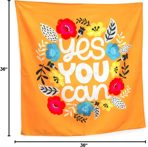 Miniatura 6 de Birdy Boutique - Tapiz motivacional "Yes You Can", 36 x 36 pulgadas, cita inspiradora para colgar en la pared para aula, dormitorio, habitación