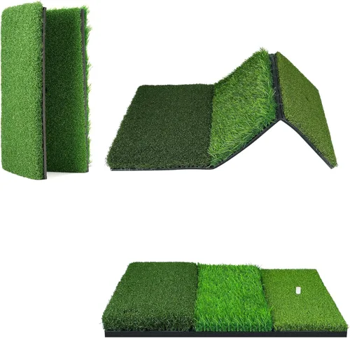 Miniatura 10 de NEWCARE Golf Hitting Mat with Curved Ball Tray, 3-in-1 Golf Practice Mat, Fairway Rough Putting Surfaces, Non-Slip Rubber Base, Portable Golf