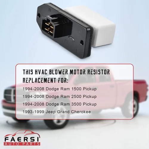 Miniatura 5 de FAERSI Resistencia de motor de ventilador HVAC de reemplazo para 1994-2008 Dodge Ram 1500 2500 3500 Pickup, 1993-1999 Grand Cherokee Reemplaza RU109