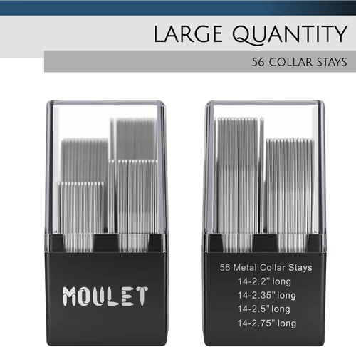 Miniatura 2 de 56 Collar Stays for Mens Dress Shirts - Premium Dress Shirt Collar Inserts 4 Sizes - Metal Collar Stays for Men by Moulet