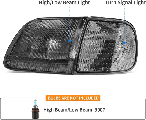 Miniatura 2 de DWVO Conjunto de faros delanteros compatible con Ford F-150 1997-2003, Ford Expedition 1997-2002, carcasa negra, lente reflectante transparente