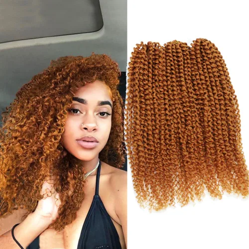 Miniatura 16 de Rizo rizado afro de 8 pulgadas, cabello rizado 4# color negro apagado 3 unids/paquete de extensiones de cabello sintético suave (4#)