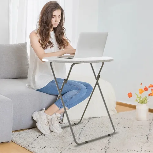 Miniatura 5 de Mesa de bandeja de TV, mesa plegable redonda, bandeja plegable para comer, mesa plegable pequeña, juego de 2, mesa de comedor para sofá, sala