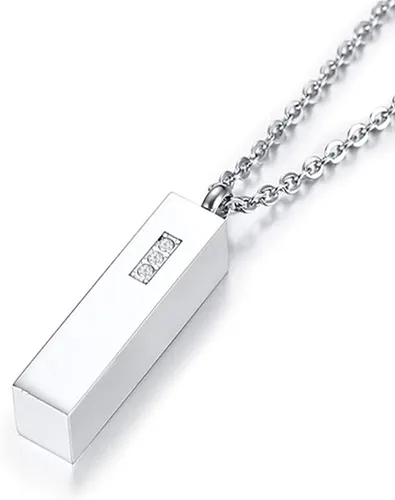 Miniatura 3 de Custom Vertical Bar Urn Necklace Personalized, Engraved Name Necklace Cremation Ashes Keepsake Pendant Crystal MemorialJewelry for Men, Women