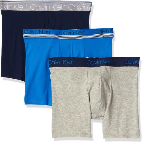 Calvin Klein Ropa interior de talla grande y alta para hombre, paquete de 3 calzoncillos tipo bóxer micro elásticos