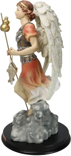 Miniatura 6 de Ebros Iglesia Católica Ortodoxa Ortodoxa Oriental Bizantina Arcángel del colorido San Rafael La curación de Dios Estatua con placa de nombre