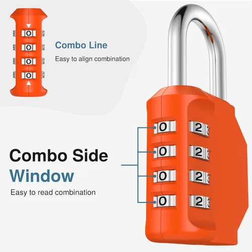 Miniatura 3 de Puroma Cerradura de Combinación de 4 Dígitos Impermeable Candados para Casilleros Candado Seguro para Exteriores para Casilleros de Gimnasio, Cajas
